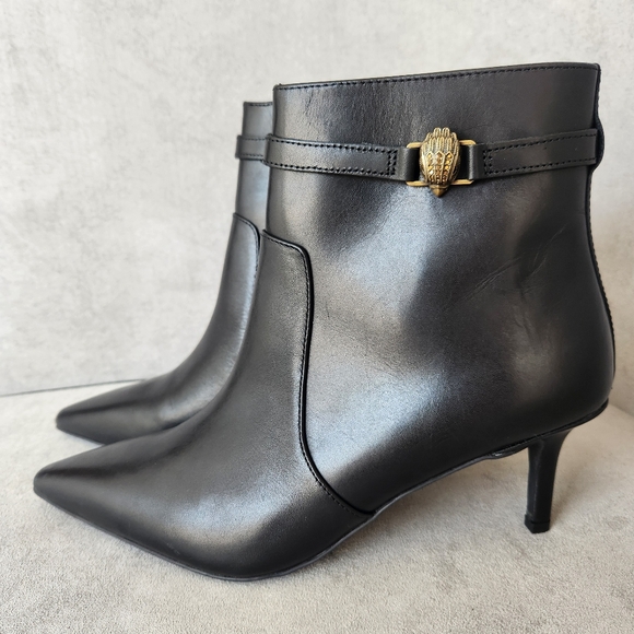 Kurt Geiger heeled booties 10 black leather Kensington Flexi ankle logo new $280 - Picture 9 of 17